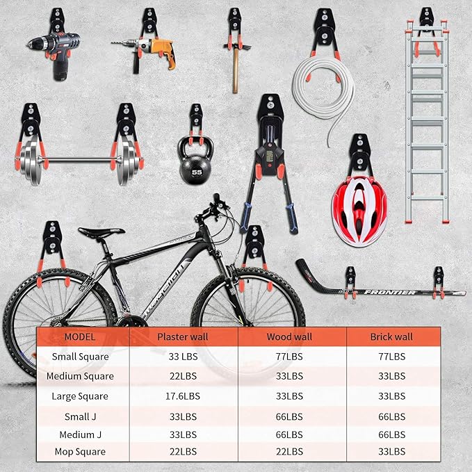 28 Pack Heavy Duty Garage Hooks with Extension Straps, Double Hook Design with Triple Welded Reinforcement, Supports Up to 100 lbs, Ideal for Home, Garden and Tool Storage
