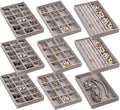 Frebeauty Jewelry Organizer Tray,Stackable Velvet Jewelry Trays,Drawer Inserts Earring Organizer For Women Jewelry Storage Display Case for Rings Stud Necklaces,Set of 9(Grey)