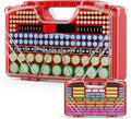 Battery Organizer Storage Holder Box Case with Tester, Stores & Protects Up to 285+ Batteries, Double-Sided and Durable Design,Holds AA AAA 4A C D Cell 9V 3V Lithium LR44 CR2 CR123 (Red)