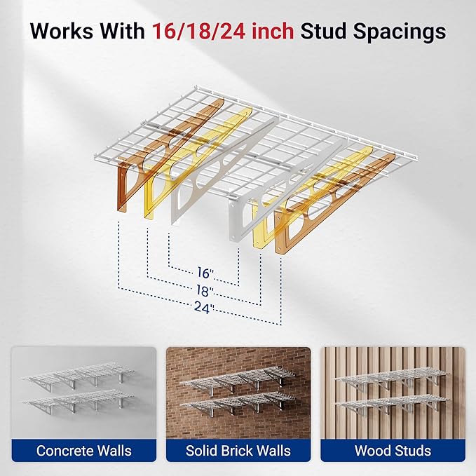 FLEXIMOUNTS 2-Pack 2x6ft 24-inch-by-72-inch Wall Shelf Garage Storage Rack Floating Shelves, 1200 lbs Load Capacity, White, Classic Series