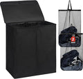 DOKEHOM 150L Double Laundry Basket with Lid and Removable Laundry Bags, Large Collapsible Laundry Hamper with 2 Sections for Bedroom, Bathroom, Laundry Room, Colloge (Black)