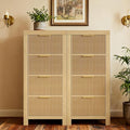 Modern 8-Drawer Solid Wood Dresser with Fluted Front & Gold Handles, Multifunctional Tall Storage Chest, for Hallway, Entryway, Natural X2