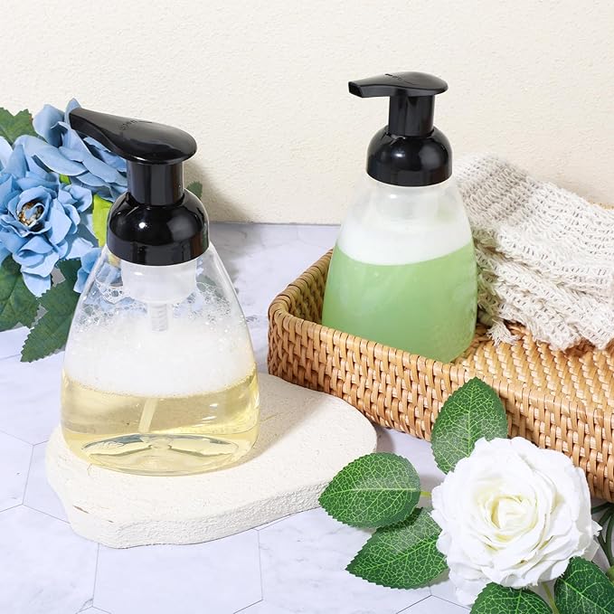 12 Pack Foam Soap Dispenser, 8oz/250ml Refillable Pump Bottle Dispenser Clear Foaming Hand Soap Dispensers Transparent Press Liquid Dish Dishwashing Detergent Containers for Bathroom Kitchen Washstand