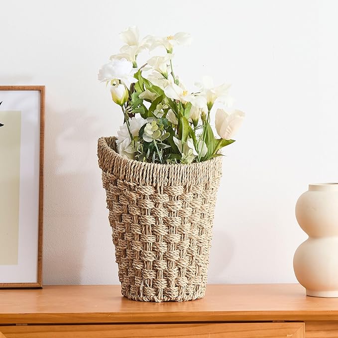Woven Front Door Basket Seagrass Wall Hanging Basket Decorative Boho Mounted Organizer for Dried Flower Plants Storage Basket for Garden, Home, and Farmhouse Décor