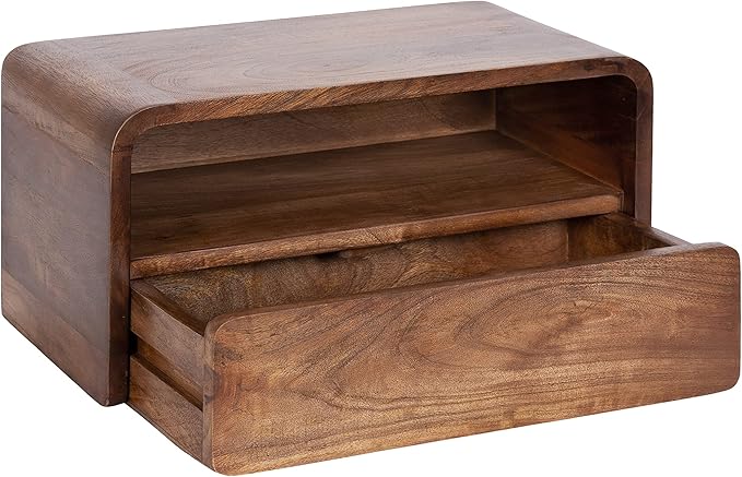 Kate and Laurel Kato Modern Wood Floating Side Table with Drawer; 18 x 10 x 9; Walnut Brown; Contemporary Wooden Floating Nightstand for Bedroom Bedside Table
