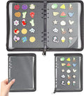 Enamel Pin Display Book Pin Collection Binder Holder Trading Book with 8-Page Display Boards A5 Brooch Pin Storage Organizer Binder Album for Travel Collectors (Dark Grey)