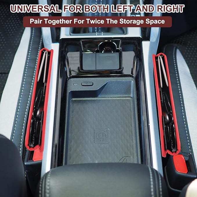 HARFINGTON 2pcs Car Seat Gap Filler Organizer 11.5 x 8 x 2.1 Inch Leather Universal Car Organizer Storage Box Between Seat and Console for Phone Sunglasses Keys, Blue