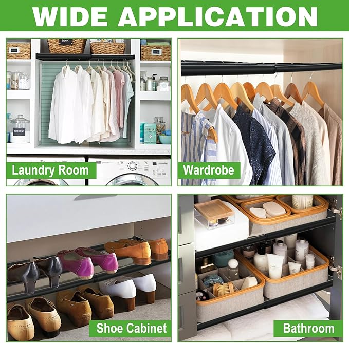Expandable Closet Shelf, 16-67 Inches Metal Closet Rod Organizers and Storage Shelves Space Saving DIY Divider Separator for Cabinet Wardrobe