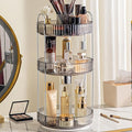 Aveniee 360° Rotating Makeup Organizer for Vanity, Upagraded Perfume Skincare Bathroom Counter Organizers with Brush Divider, 3 Tier Spinning Lipstick Cosmetic Lotion Storage,Grey