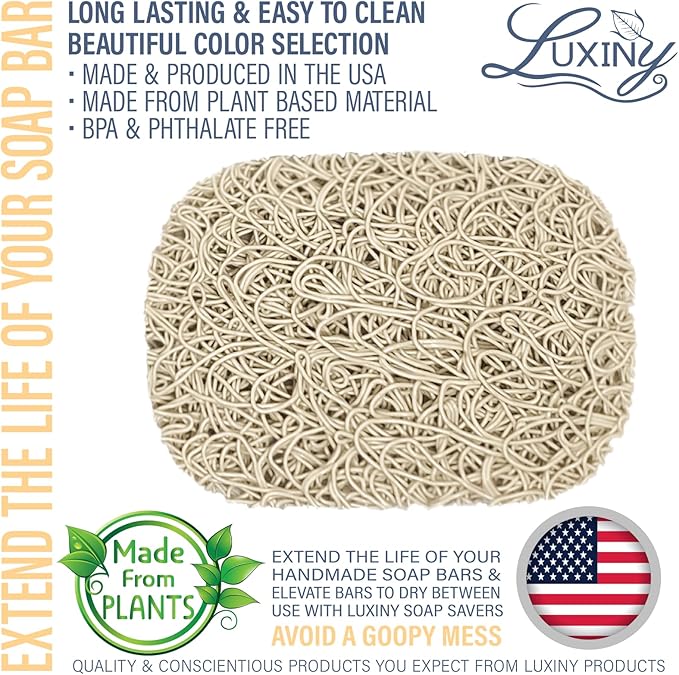 Soap Savers for Bar Soap, American Made by Luxiny, Lifts Soap in Soap Dishes & Shower Soap Holders -Handmade Soap Lasts Longer -Made from Plant Based Materials (Sand)