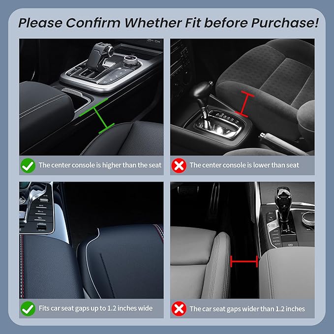 2-Pack PU Leather Car Seat Gap Organizer | 1 Cup Holder per Side | 11.2"x8.3"x2.5" Quick-Install Storage for Phone, Keys, Drinks (Left+Right)（Black）