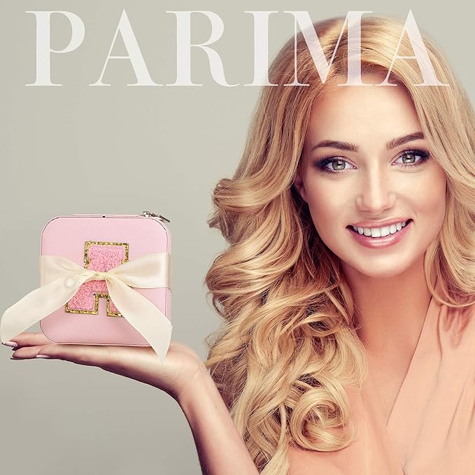 Parima Bridesmaid Gifts for Wedding Day, Bridesmaid Gifts for Women | Bridesmaid Proposal Gifts Unique Gifts | Wedding Travel Essentials Small Jewelry Box | Travel Jewelry Case - Letter S, Pink