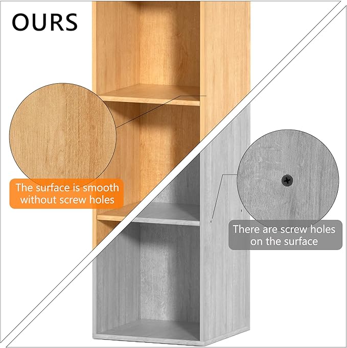 6 Cube Storage Organizer, 6 Tier Vertical Cube Bookcase Freestanding Storage Display Organizer for Home Office, Six Cubes Open Shelf Bookshelf (Oak, 6 Cube)