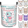 Custom Name Laundry Hamper, Personalized Dinosaur Laundry Basket with Name for Laundry Room Dorm Bedroom, Customized Name Dirty Clothes Hamper with Handles for Clothes Toy Boys Girls Men Women