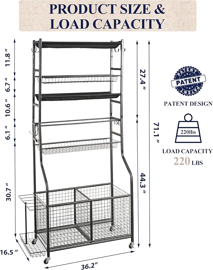 Mythinglogic Sports Equipment Garage Organizer,Garage Ball Storage for Sports Gear and Toys, Rolling Ball Cart with Wheels for Indoor/Outdoor Use