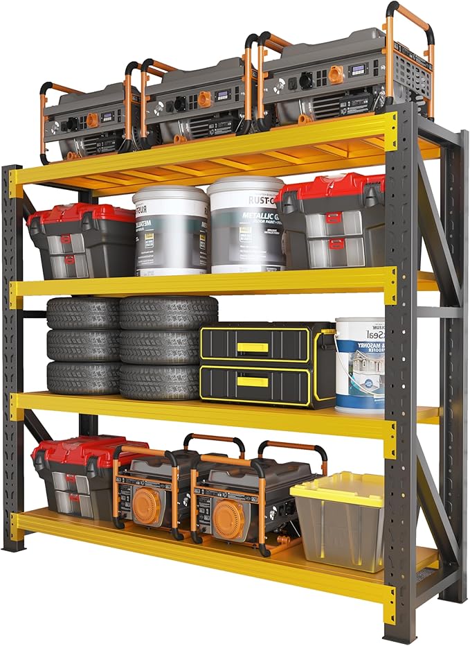 3000LBS Garage Shelving Heavy Duty, 32” W Storage Shelves, 4-Tier Adjustable Metal Storage Shelves, Steel Industrial Shelving Unit, Metal Shelving for Garage, Basement, Warehouse (31.5x20x63in)
