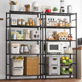 Storage Shelves - Set of 2, 5-Tier Metal Shelf Organizer, Space-Saving Garage Shelving with Leveling Feet, Standing Shelves Organizer for Kitchen, Laundry, Pantry (33.1"x12.6"x72.0", Black)
