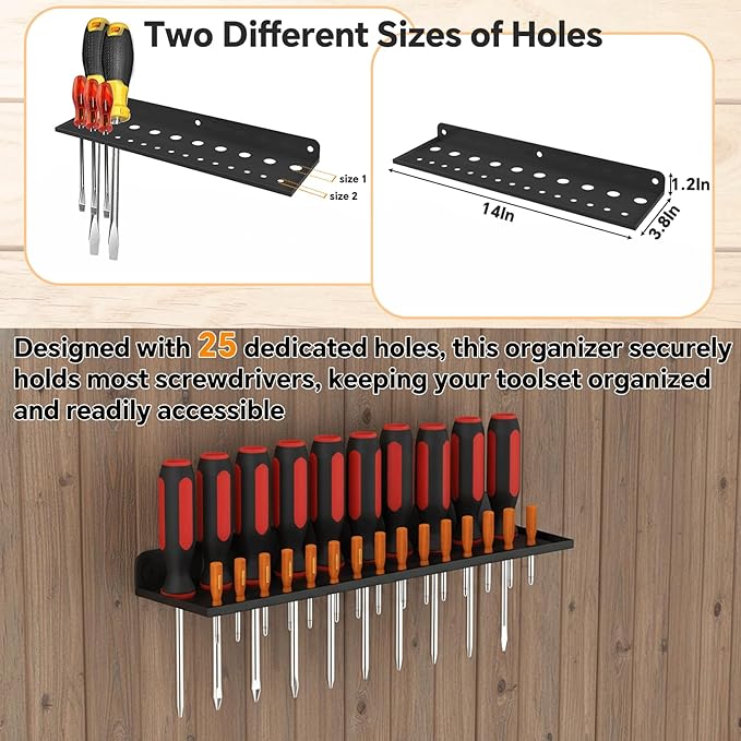 Wall Mount Screwdriver Organizer, Plier Organizer, Hammer Rack, Hand Tool Organizer and Storage Rack Wall Mount for Workshop Shed Garage Workbench Home, 4 pack