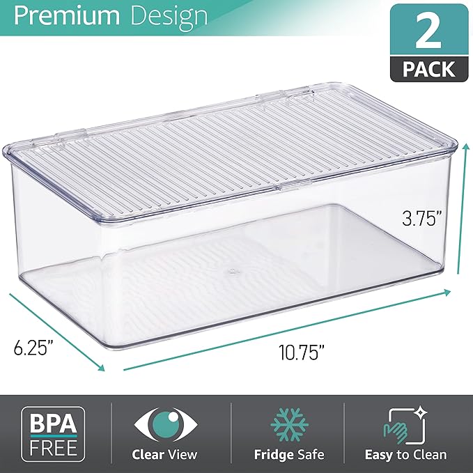 Pantry Storage Bins for with Hinged Lids