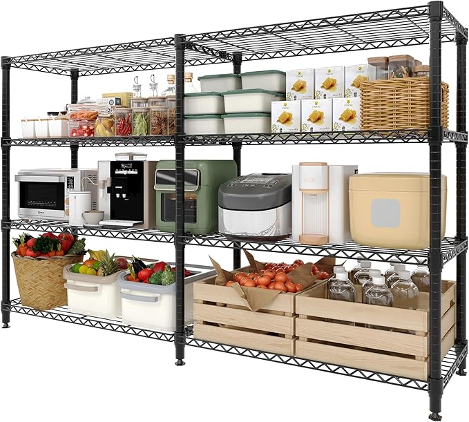 Garvee Metal Storage Shelves Heavy Duty Metal Shelving, 4-tier Wire Shelving Unit Shelves for Storage, Adjustable Shelf Organization for Garage Pantry Kitchen Commercial Basement, 59"W*13.8"D*59.5"H