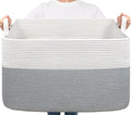 Goodpick Large Blanket Storage Baskets for Organizing, Woven Basket for Blankets, Clothes, Toy Basket Storage Kids, Rectangle Rope Baskets for Storage, 23.6" x 15.7" x 13.8"