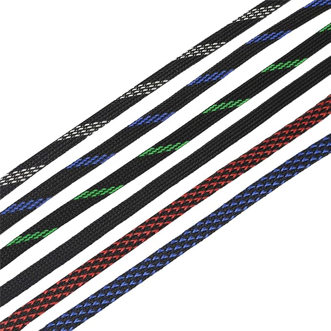 30ft PET Expandable Sleeving Wire Cable Sleeve (1/3", Green&Black)