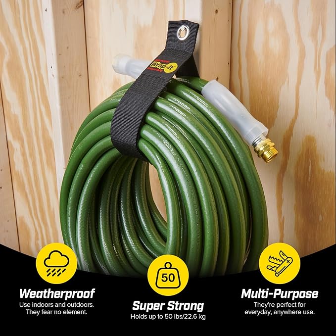 Heavy-Duty Wrap-It Storage Straps, 28-inch (2 Pack) - Hook and Loop Garden Hose Hanger, Pool Cord Storage Organizer for Cords, Tow Rope, Building Materials, RV and Garage Organization