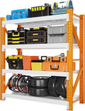 4000LBS Garage Shelving 48" W Garage Shelving Heavy Duty 4-Tier Metal Storage Shelves Adjustable Shelf Unit Storage Rack for Basement Supermarket Warehouse 48" W x 20" D x 78" H Orange-White