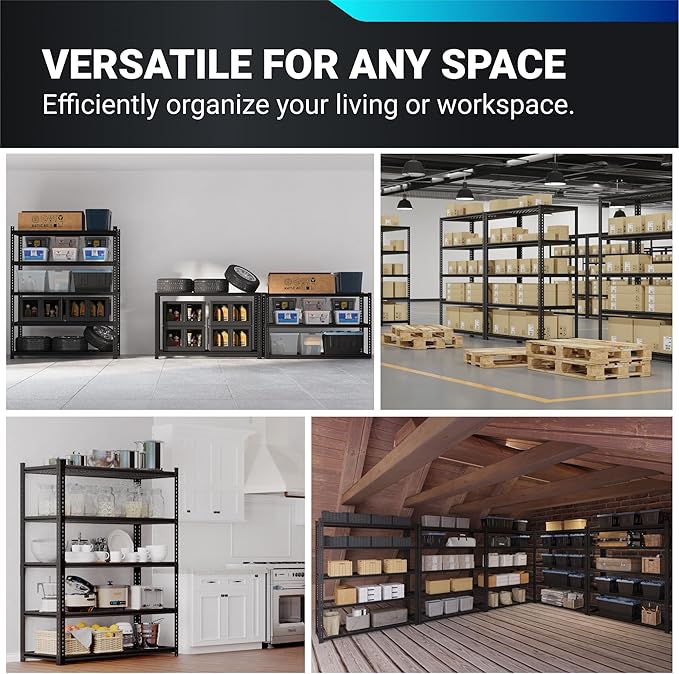 FLEXIMOUNTS Garage Shelving, Heavy Duty Shelving 2000 lbs, 5-Tier Garage Storage Shelves,Industrial Shelves for Heavy Tools and Equipment, 48" W x 24" D x 72" H
