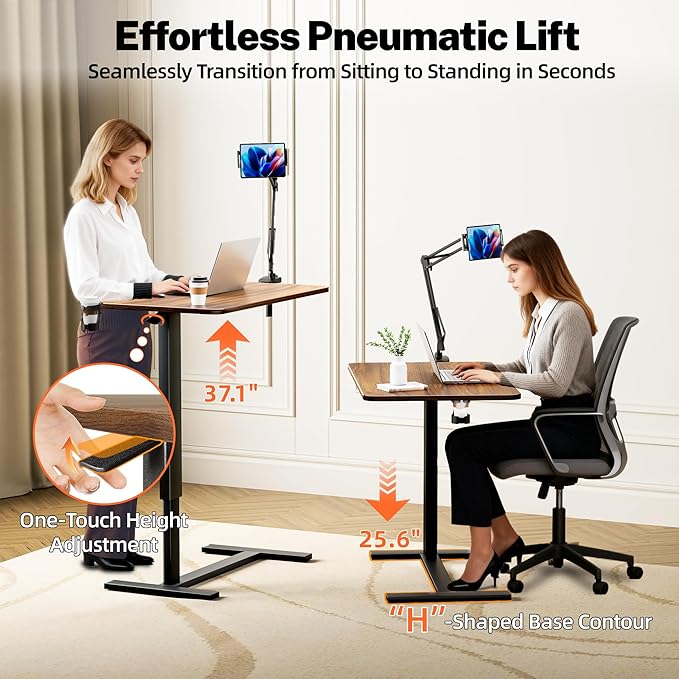 Adjustable Overbed Bedside Table with Wheels(31.2" W), Hospital Bed Table Over The Bed, Mobile Standing Desk Rolling Computer Cart, Laptop Desk with Cup Holder, Phone & Tablet Holder