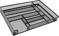 Metal Mesh Desk Drawer Organizer Tray, 6-Compartment Office Drawer Organizer for Pens Supplies, 12.6"x8.27"x1.57" Black