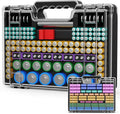 Battery Organizer Storage Holder Box Case with Tester, Ultra-Large 262+ Batteries Container with Double-Sided, Holds AA AAA 4A 23A C D Cell 9V 3V Lithium 4LR44 CR3 CR123A 18650 (Black)