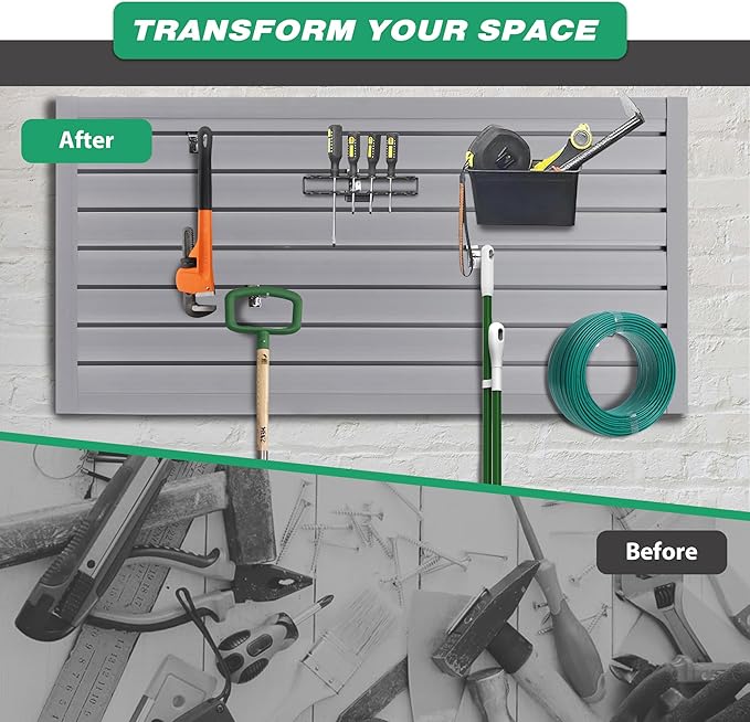 Slat Wall Paneling 4x2 FT, PVC SlatWall Panels Garage Organizer Storage System with Hooks & Accessories, Heavy Duty Wall Mounted Rack