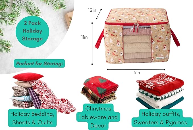 Canvas Storage Bags 2 Pack (Snowman Bag 2 Pack)
