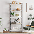 Vongrasig 5 Tier Bookshelf, Modern Tall Bookcase, Industrial Book Shelves Display Standing Shelf, Free Standing Storage Organizer for Bedroom, Living Room, White