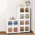 Large Clear Stackable Storage Bins with 2 Lids, Foldable Storage Cabinet for Closet Organizers and Storage, Plastic Storage Box with Wheels 270 QT