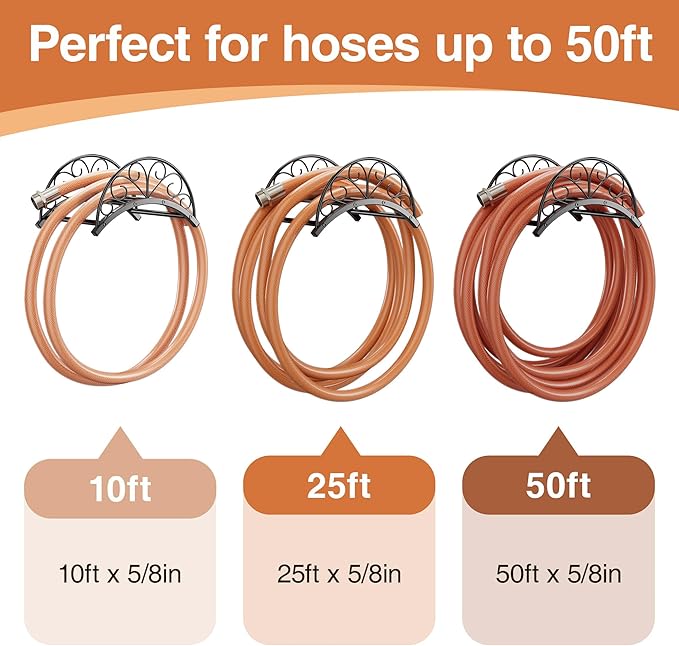 Wall Mounted Hose Holder - Metal Water Hose Holder - Hose Hanger Hose Hook for Water Hose Extension Cords Vacuum Hose.