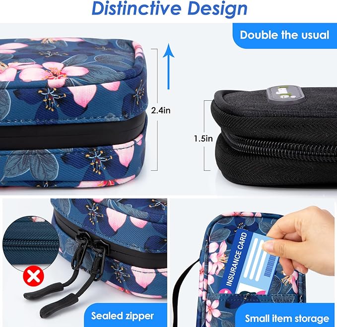 YOUSHARES Insulin Cooler Travel Case - Travel Medicine Cooler Bag for Insulin and Diabetes Supplies Travel, Insulin Case with 2 TSA Approved Gel Ice Pack (Magnolia)
