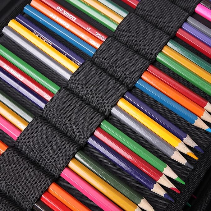 JAKAGO 220 Slots Colored Pencil Case Large Capacity Pen Holder for Artist Painter Zipper Organizer Bag for Marker Highlighter Storage Case for Office Sketch Travel Supplies (Dog)