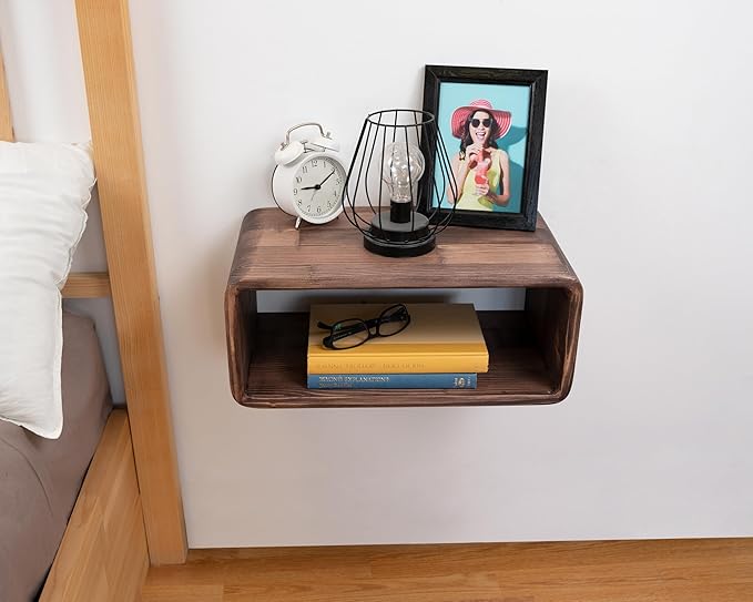 Floating Nightstand Wooden, Bedside Table, Nightstand Shelf, Handmade, Wall Mounted Bedside Shelf, Minimalist and Unique Style (London)