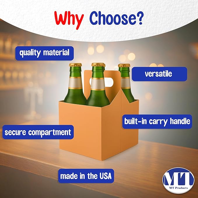 MT Products Brown 4 Bottle Holder 12 oz. each - Disposable Bottle Carrier for Transport (Pack of 200) - Made in the USA