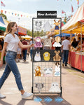 6' x 2' Ft Grid Wall Panel, Pegboard Gridwall Display Stand with Notice board, Sturdy Floorstanding Wire Grid Rack, Movable Silent Wheel for Home Organization Retail Trade Art Craft Show Vendor