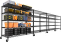 PrimeZone 4 Packs 48" W x 24" D x 81" H Heavy Duty Wire Storage Shelves with Wheels, 5 Tier Adjustable NSF Certified Garage Shelving Unit, Rolling Metal Organizer Shelf Rack for Warehouse, Pantry