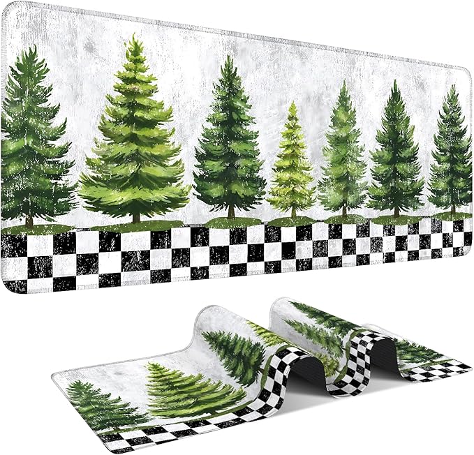 Christmas Tree Gaming Mouse Pad 35.4"x15.7"Desk Mat Anti-Slip Rubber Base & Durable Stitched Edges for Gamers Smooth Mouse Writing Surface for Desk Office/Home