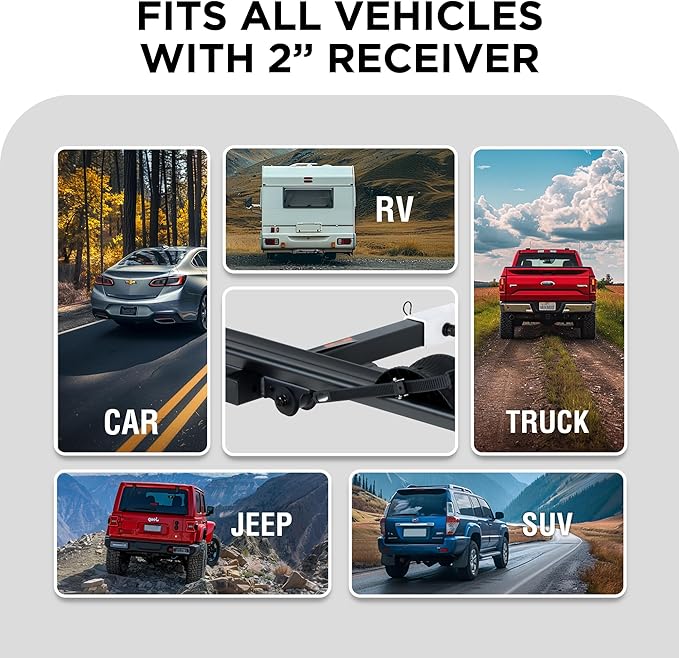 100LBS. Capacity Aluminum 1-Ebike Rack for Bicycles and Electric Bikes, fits Car SUV Van RV and Trailer with 2" Receiver