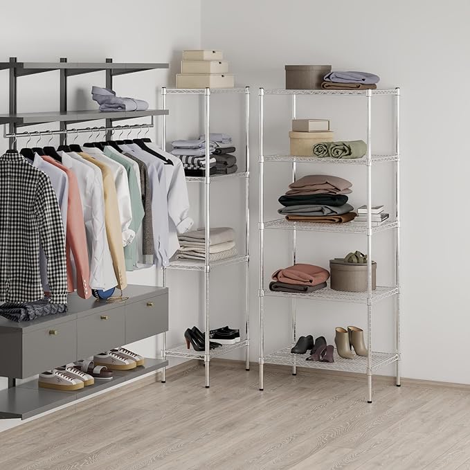 21" Deep x 30" Wide x 74" Height Wire Shelving Kit | 5-Tier | NSF Commercial Storage Rack Unit