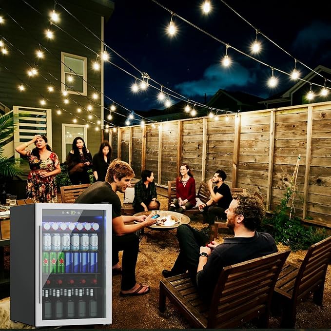 Compact 145 Can/4.5 Cu.Ft Mini Fridge For Soda, Beer Or Wine, Portable Small Beverage Refrigerator With Digital Display&Removable Shelves &Reversible Glass Front Door For Office, Dorm, Bar