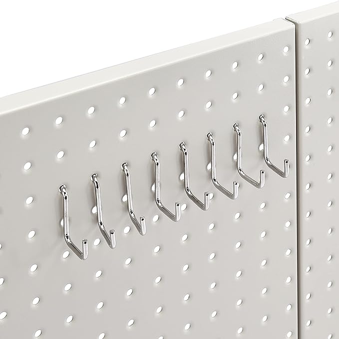 Amazon Basics Rectangular Metal Pegboard Kit for Wall Storage, Rust and Scratch Resistant, 48-Piece, Gray
