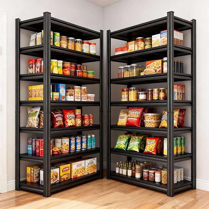 Heavy Duty Steel Metal Shelving Storage Shelves for Pantry/Kitchen/Laundry/Commercial/Garage/Basement, 36" Wx16 Dx78 H, 3000LBS Capacity, Adjustable, Brushed Finish,6 Tier Tall Shelf