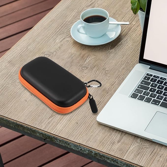 Portable Hard Drive Case Hard Shell Protective Storage Box for SSD External Drives with Cable Organizer Shock-Resistant Carrying Bag Compatible Digital Devices Sleek Orange Design